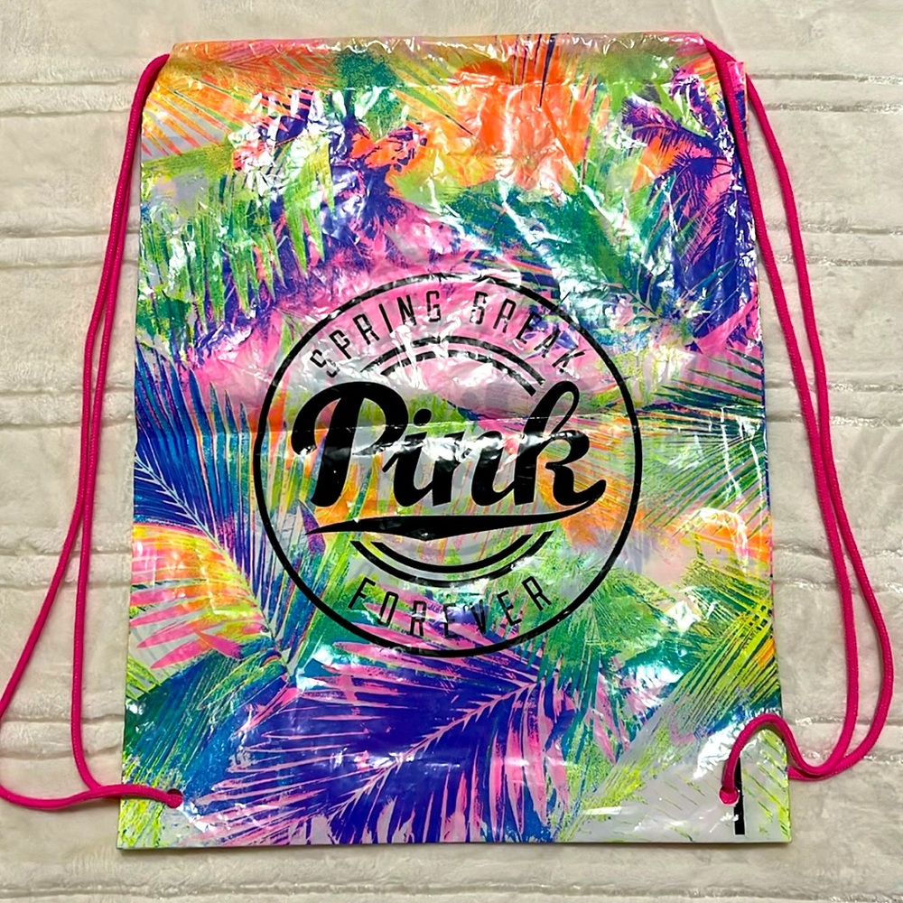 VS PINK Spring Break Forever Drawstring Backpack Bag - Picture 1 of 3